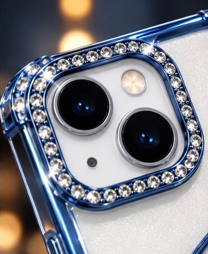 iPhone 15 Flower Clear Glitter MagSafe Ring Case