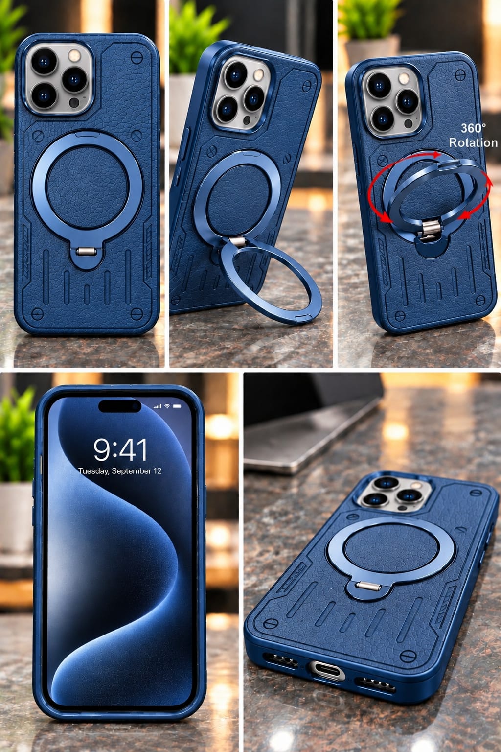 iPhone 15 Pro Ring Holder Magnetic Phone Case