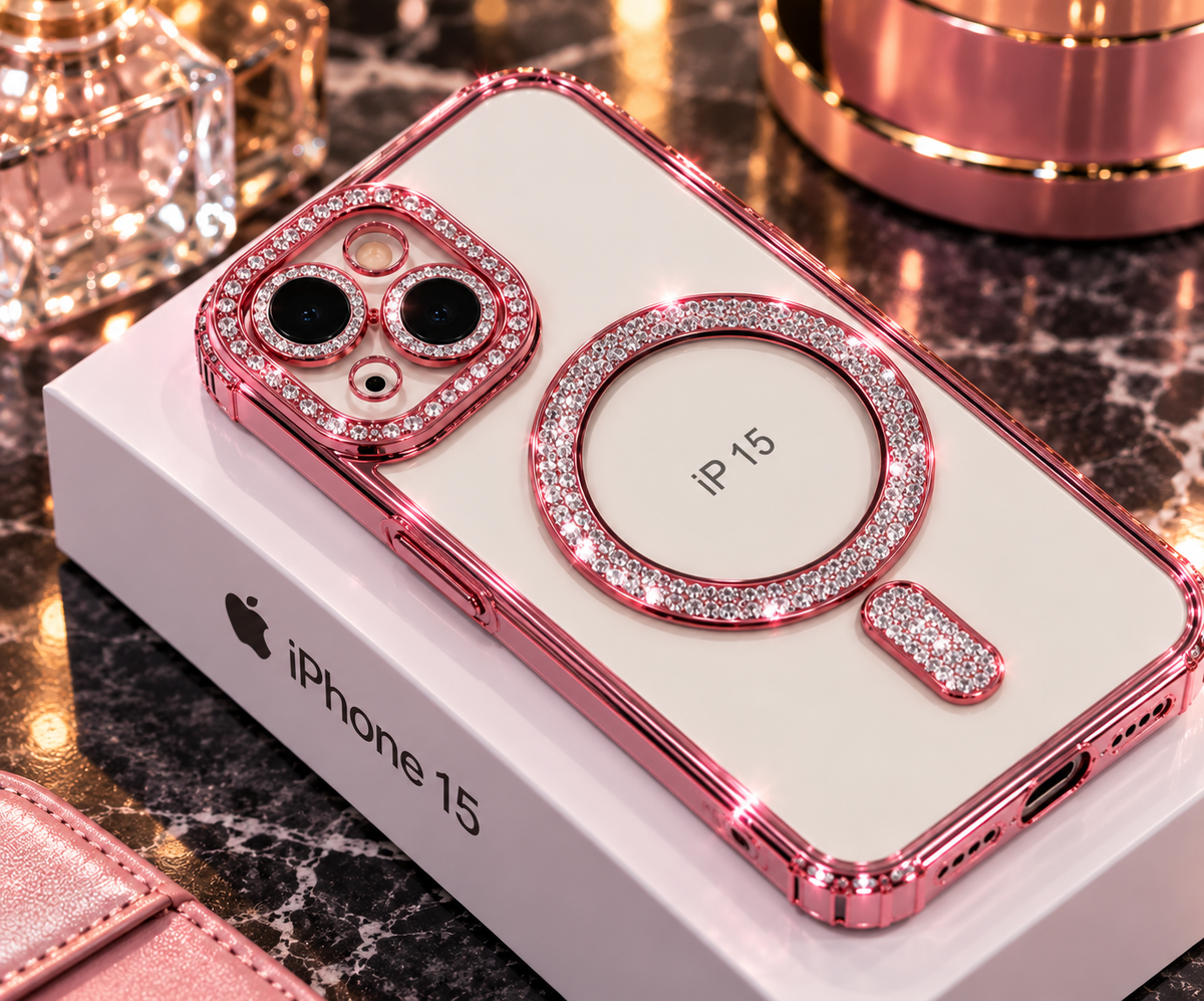 iPhone 15 Clear Glitter MagSafe Ring Case