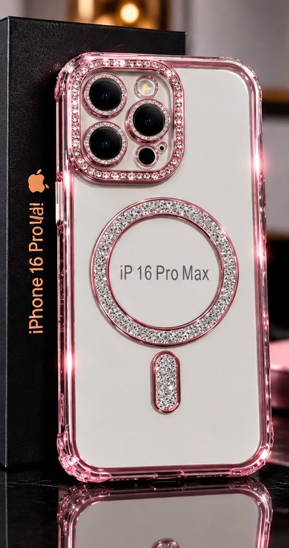 iPhone 16 Pro Clear Glitter MagSafe Ring Case