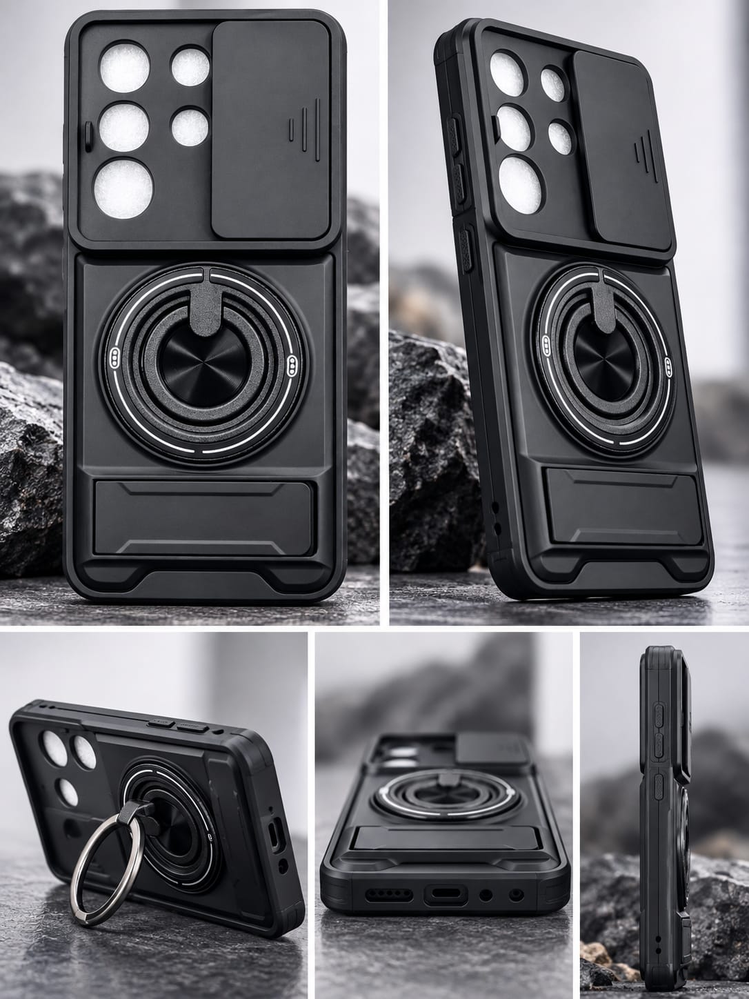 Vivo T4X 360° Rotating Magnetic Ring Stand Phone Case