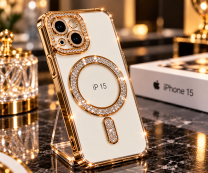 iPhone 15 Clear Glitter MagSafe Ring Case