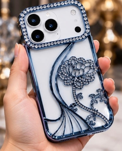 iPhone 17 Pro Max Flower Clear Glitter MagSafe Ring Case
