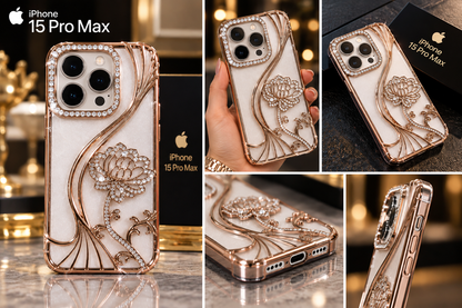 iPhone 15 Pro Max Flower Clear Glitter MagSafe Ring Case