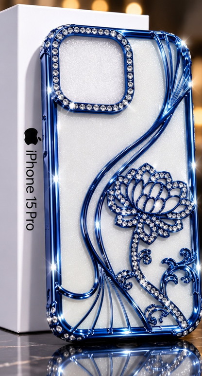 iPhone 15 Pro Flower Clear Glitter MagSafe Ring Case
