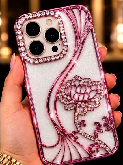 iPhone 16 Pro Flower Clear Glitter MagSafe Ring Case