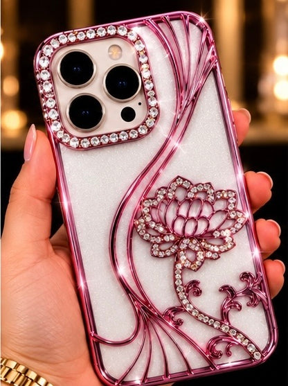 iPhone 16 Pro Flower Clear Glitter MagSafe Ring Case