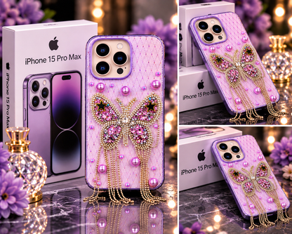 iPhone 15 Pro Max Luxury Butterfly Crystal Bling Case