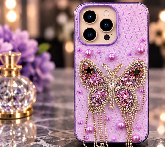 iPhone 15 Pro Max Luxury Butterfly Crystal Bling Case