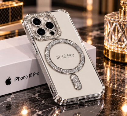 iPhone 15 Pro Clear Glitter MagSafe Ring Case