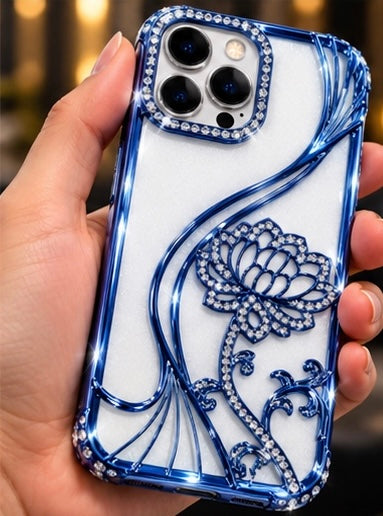 iPhone 15 Pro Flower Clear Glitter MagSafe Ring Case