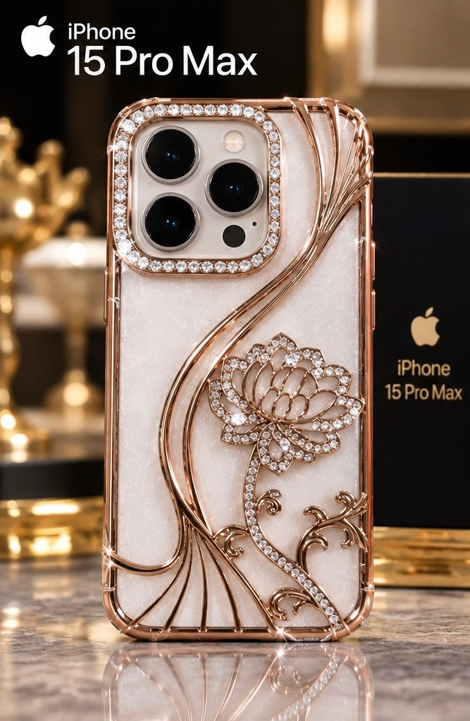 iPhone 15 Pro Max Flower Clear Glitter MagSafe Ring Case
