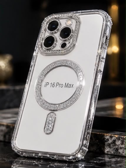 iPhone 16 Pro Clear Glitter MagSafe Ring Case