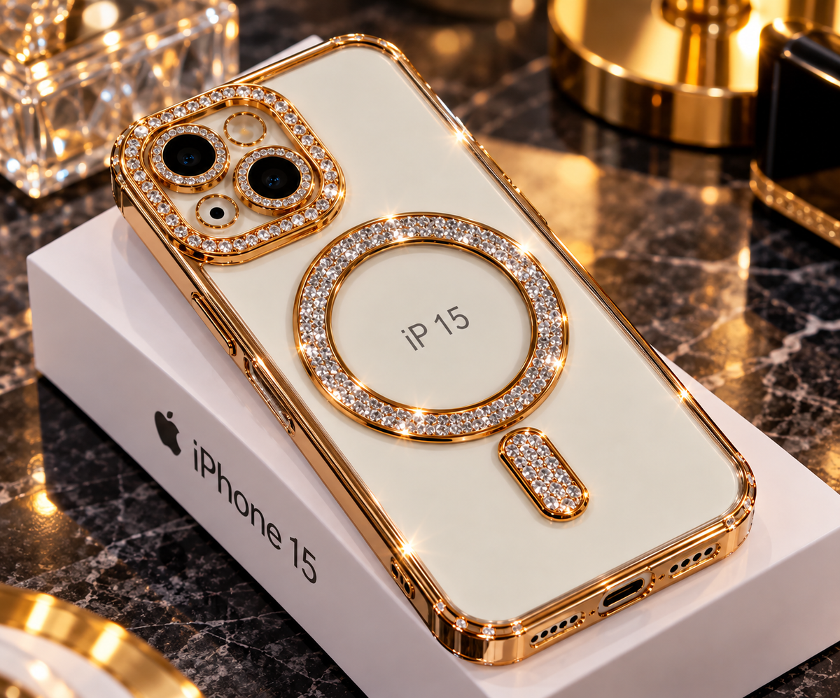 iPhone 15 Clear Glitter MagSafe Ring Case
