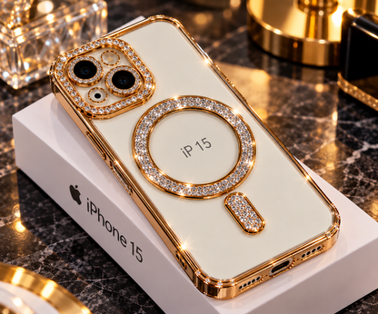 iPhone 15 Clear Glitter MagSafe Ring Case