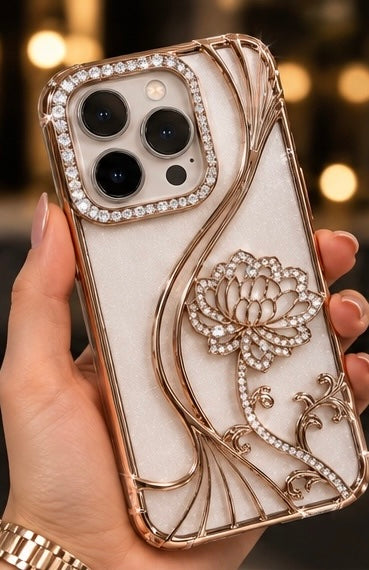iPhone 15 Pro Max Flower Clear Glitter MagSafe Ring Case