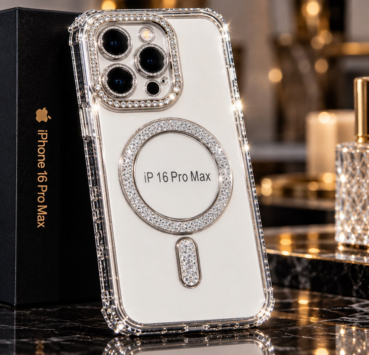 iPhone 16 Pro Clear Glitter MagSafe Ring Case