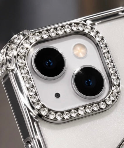 iPhone 15 Flower Clear Glitter MagSafe Ring Case