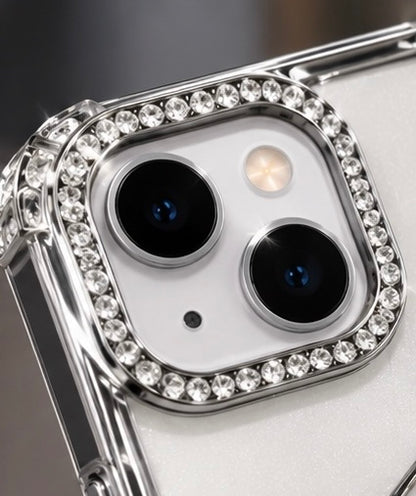 iPhone 15 Flower Clear Glitter MagSafe Ring Case