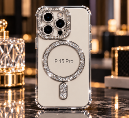 iPhone 15 Pro Clear Glitter MagSafe Ring Case