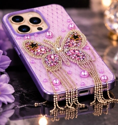 iPhone 15 Pro Max Luxury Butterfly Crystal Bling Case