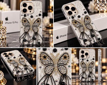 iPhone 15 Pro Luxury Butterfly Crystal Bling Case