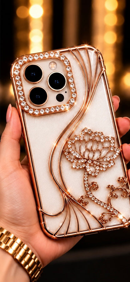 iPhone 16 Pro Flower Clear Glitter MagSafe Ring Case