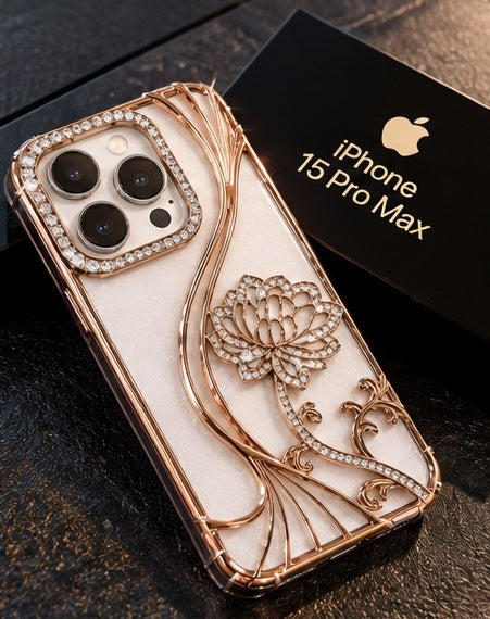 iPhone 15 Pro Max Flower Clear Glitter MagSafe Ring Case