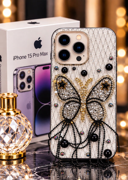 iPhone 15 Pro Max Luxury Butterfly Crystal Bling Case