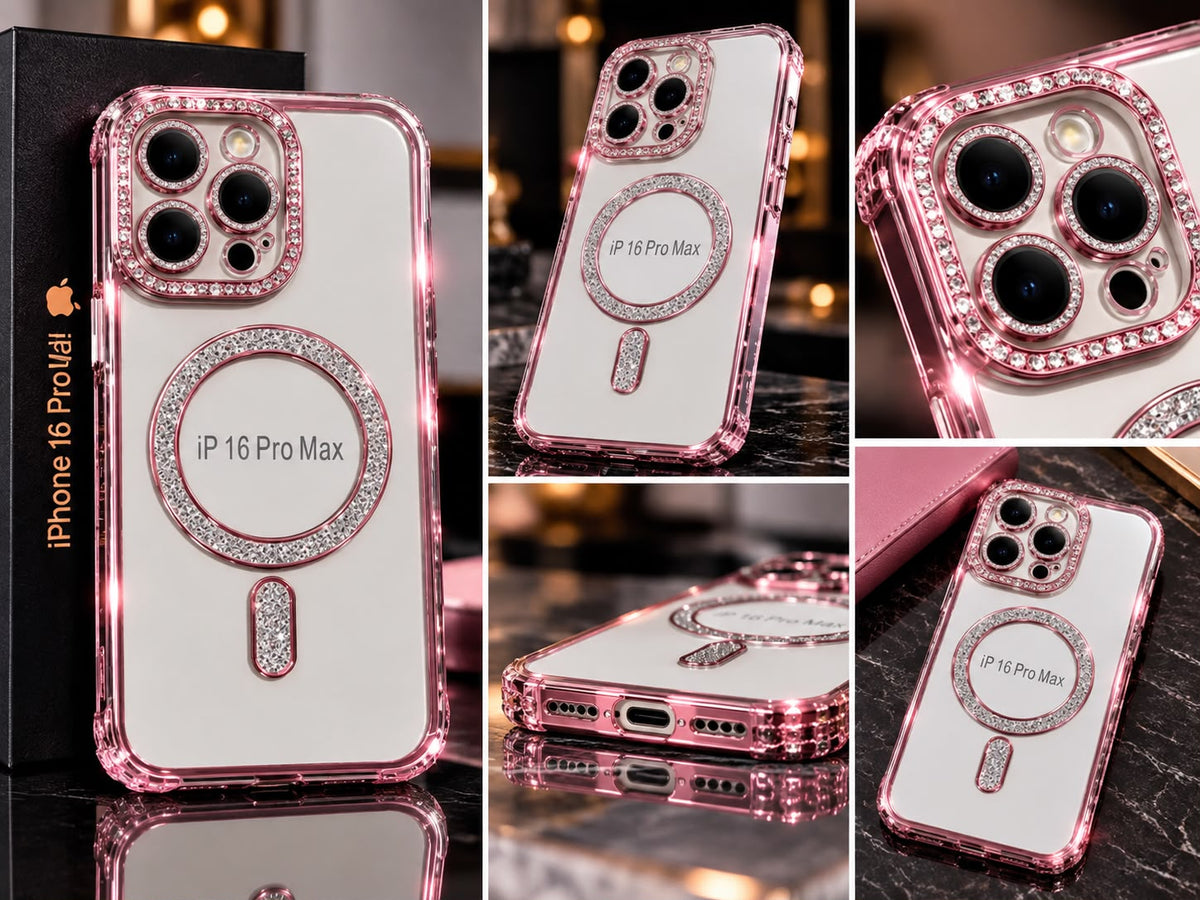 iPhone 16 Pro Clear Glitter MagSafe Ring Case