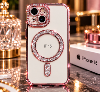 iPhone 15 Clear Glitter MagSafe Ring Case