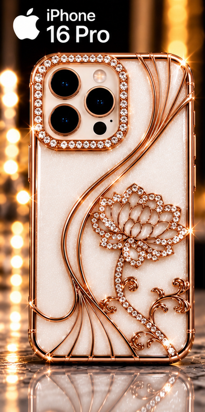 iPhone 16 Pro Flower Clear Glitter MagSafe Ring Case