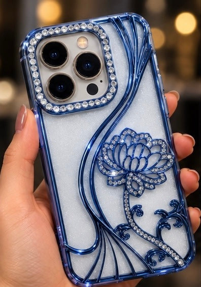 iPhone 15 Pro Max Flower Clear Glitter MagSafe Ring Case