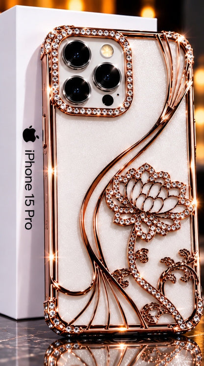iPhone 15 Pro Flower Clear Glitter MagSafe Ring Case
