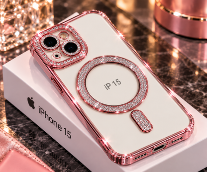 iPhone 15 Clear Glitter MagSafe Ring Case