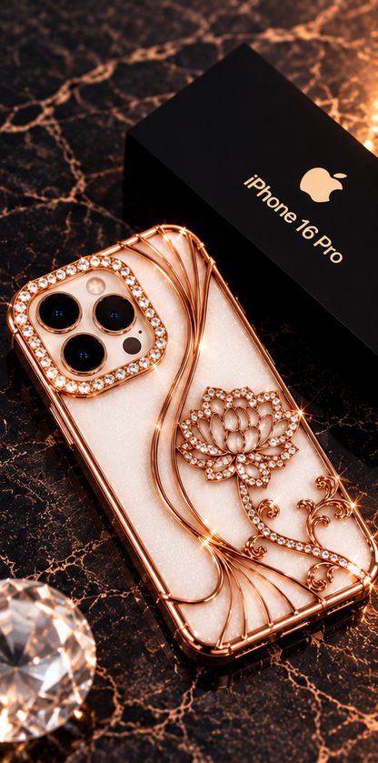 iPhone 16 Pro Flower Clear Glitter MagSafe Ring Case