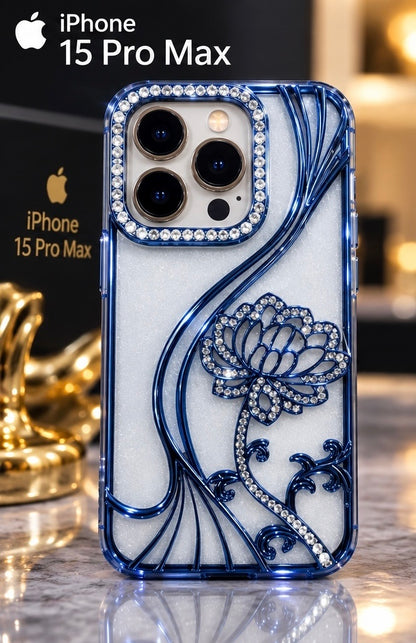 iPhone 15 Pro Max Flower Clear Glitter MagSafe Ring Case