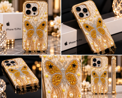 iPhone 15 Pro Luxury Butterfly Crystal Bling Case