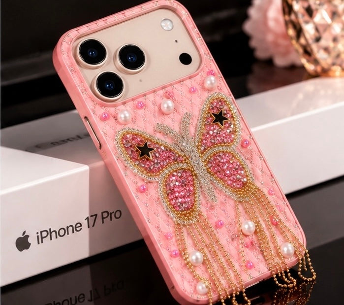 iPhone 17 Pro Luxury Butterfly Crystal Bling Case