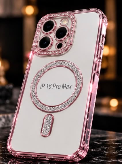 iPhone 16 Pro Clear Glitter MagSafe Ring Case