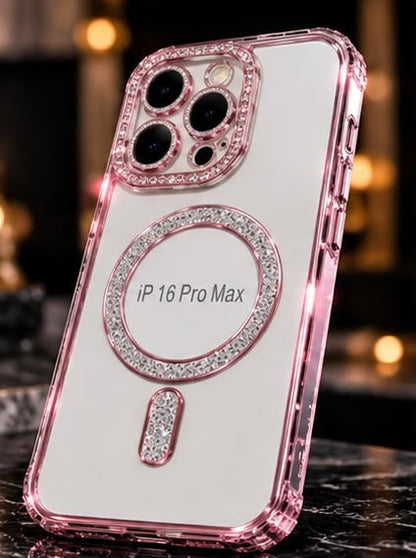 iPhone 16 Pro Clear Glitter MagSafe Ring Case