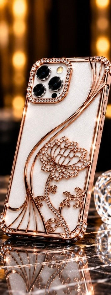 iPhone 15 Pro Flower Clear Glitter MagSafe Ring Case