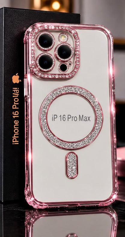 iPhone 16 Pro Clear Glitter MagSafe Ring Case