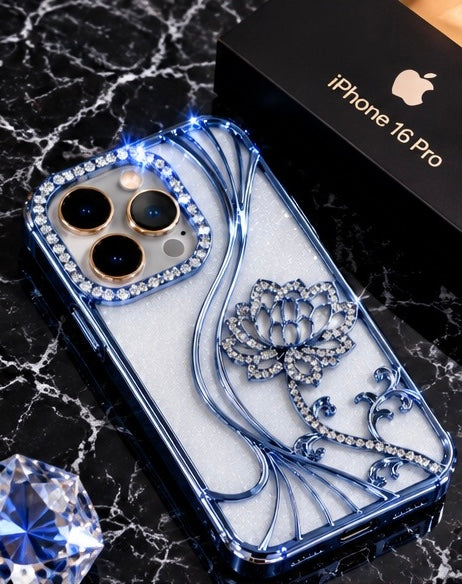 iPhone 16 Pro Flower Clear Glitter MagSafe Ring Case