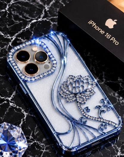 iPhone 16 Pro Flower Clear Glitter MagSafe Ring Case