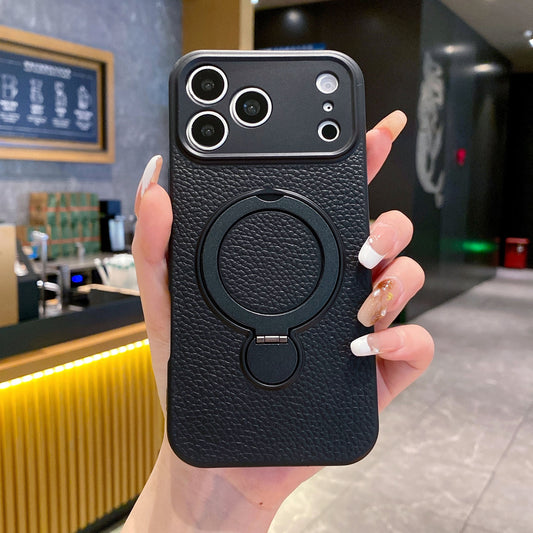 iPhone 17 Pro Max Leather MagSafe Ring Phone Case