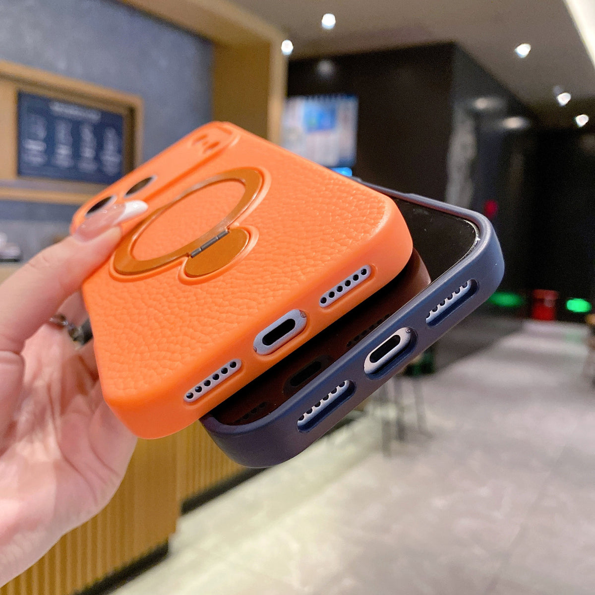 iPhone 17 Pro Max Leather MagSafe Ring Phone Case