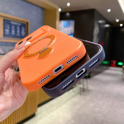iPhone 17 Pro Max Leather MagSafe Ring Phone Case