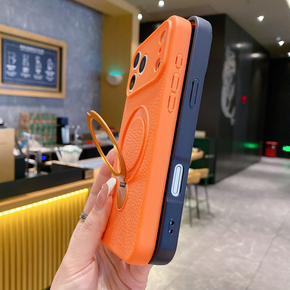 iPhone 17 Pro Max Leather MagSafe Ring Phone Case