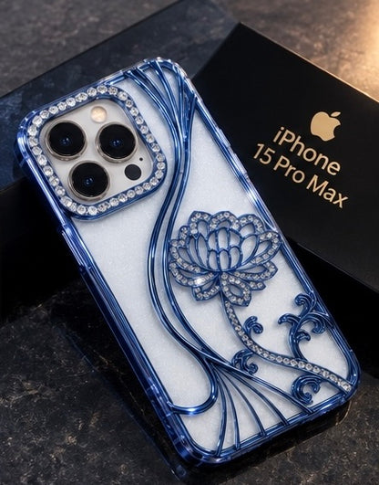 iPhone 15 Pro Max Flower Clear Glitter MagSafe Ring Case